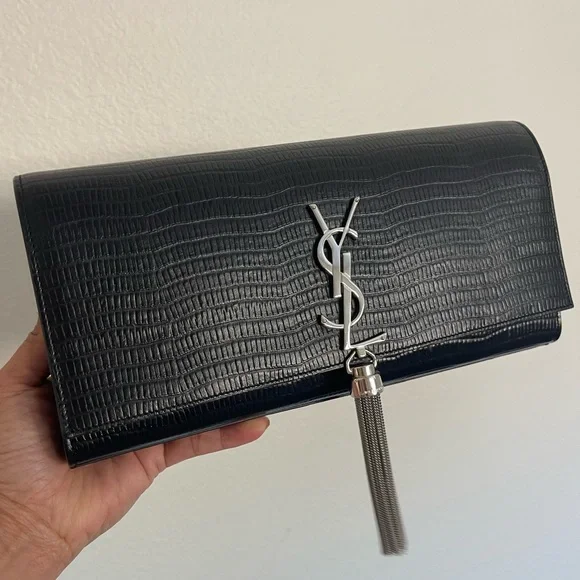 Ysl clutch grey hotsell